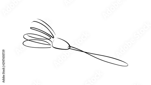 Minimalist fork illustration on white background.