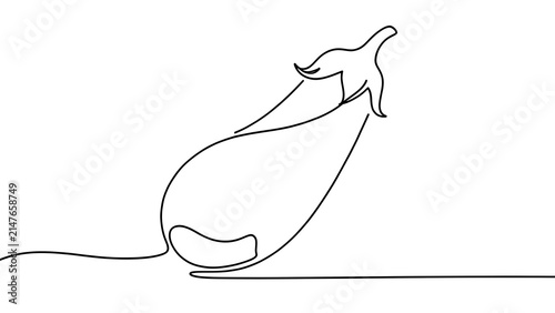 Minimalist eggplant line art illustration white background.