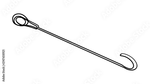 Simple metal safety pin on white background.