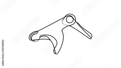 Simple metal hook drawing on white background.