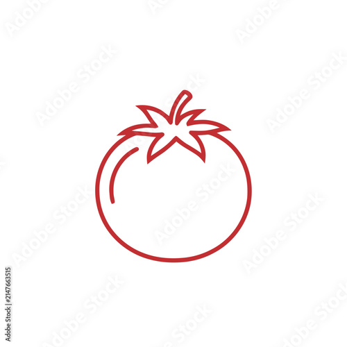 Minimalist outline icon of a fresh ripe red tomato.