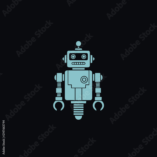 Minimalist vector illustration of a vintage style toy robot.