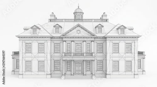 Elegant classical architecture structure detailed facade symmetrical design