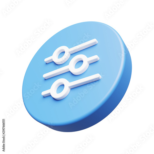 Sliders Icon for Settings and System Configuration 3D Render