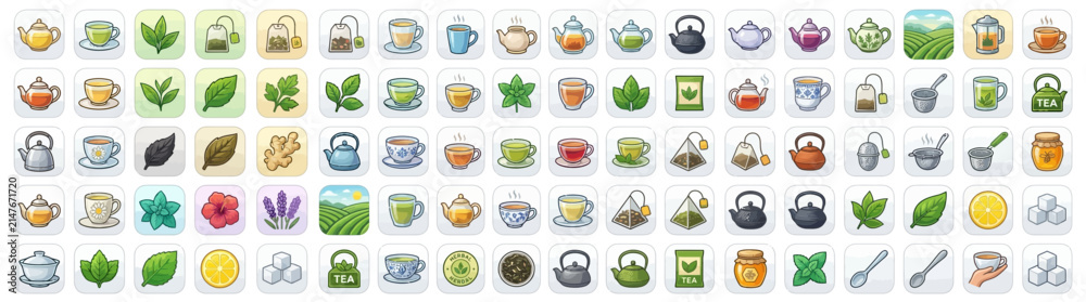 Obraz premium Collection of Hand Drawn Tea Time Icons