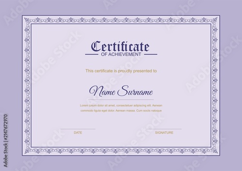 Minimal Elegant Certificate Template with Thin Ornamental Border