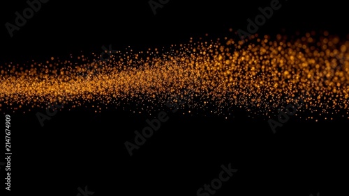 Abstract Gold Glitter Dust Particles on Black Background