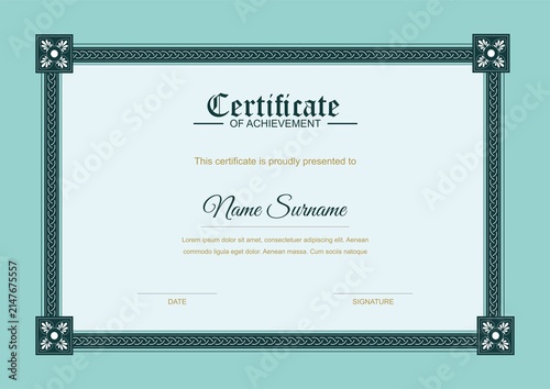 Decorative Certificate Template with Classic Corner Ornament Border