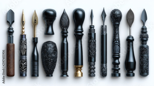 Collection of Decorative Vintage Style Crafting Tools and Handles