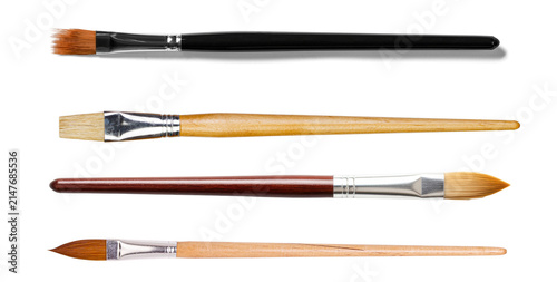 Canvas Print Artistic paintbrushes set for creative projects, featuring various sizes and bristle types on transparent background