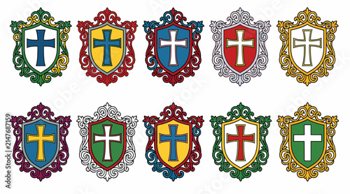 heraldic shields with crosses