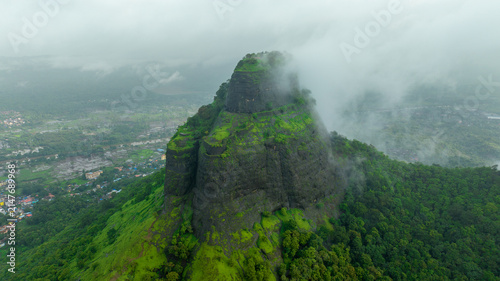 Aerial view of Sarasgad hill fort, India
Monsoon landscape at Sarasgad Fort