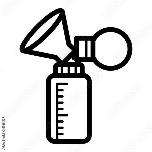 Vector line art icon of a manual breast pump