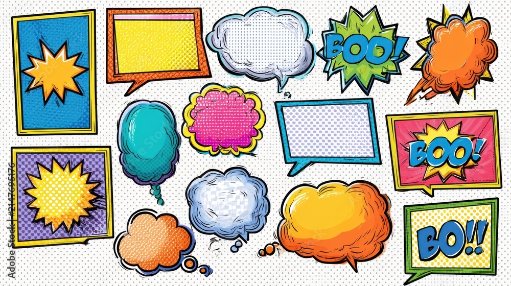Fototapeta premium Pop art comic speech bubbles with boo sound effect