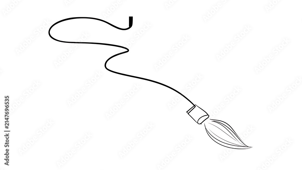 Obraz premium Elegant paintbrush with swirling tail white background.