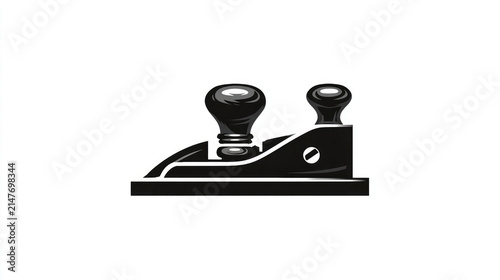 Minimalist black icon of a woodworking hand plane