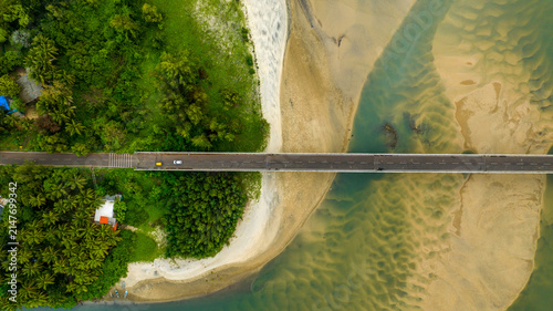 Konkan bridge aerial landscape
Drone view of coastal bridge, India
