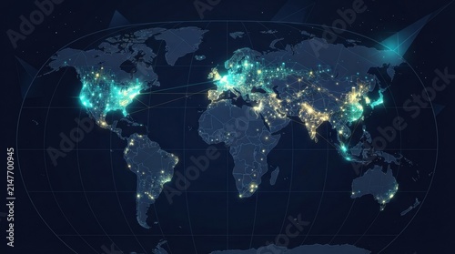 A world map displays connections of smart building automation systems with a focus on energy management across various regions.