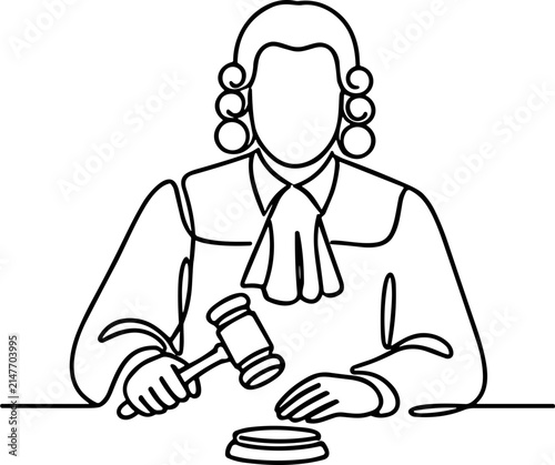 Фотография Judge with Gavel, Legal Symbol, Justice Concept, Courtroom Illustration