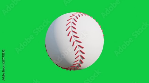 baseball rotating slowmo seamless loop isolated on green screen background