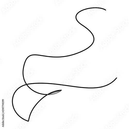Abstract organic fluid line drawing unraveling thread shape