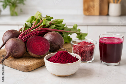 Beetroot Processing into Beet Sugar, Beet Powder and Beet Juice, Food Production Concept
