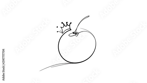 Obraz na płótnie Crowned apple sketch on white background.