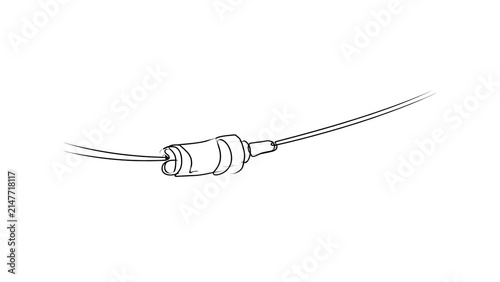 Simple line art of a pill capsule white background.