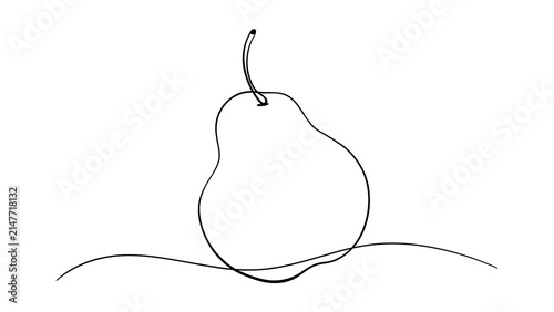 Simple pear line drawing on white background.