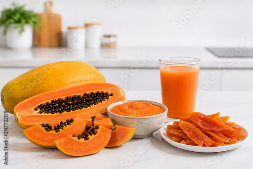Papaya Processing into Papaya Juice, Papaya Puree and Dried Papaya, Tropical Food Transformation