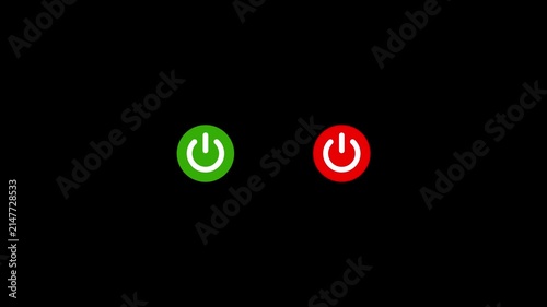 Power button set: green on and red off symbols for user interface on off switch
