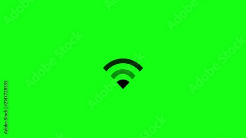 Wi-fi signal strength animation on green screen, wireless internet connectivity symbol for digital tech projects