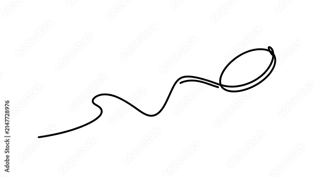 Obraz premium Hand drawn squiggle line with loop on white background.