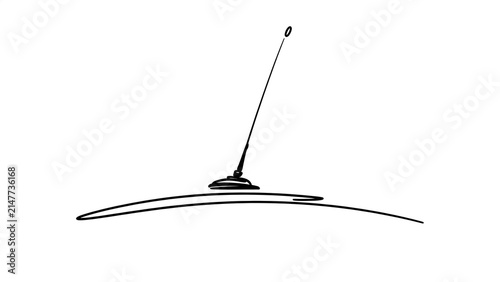 Minimalist line art sundial on white background.