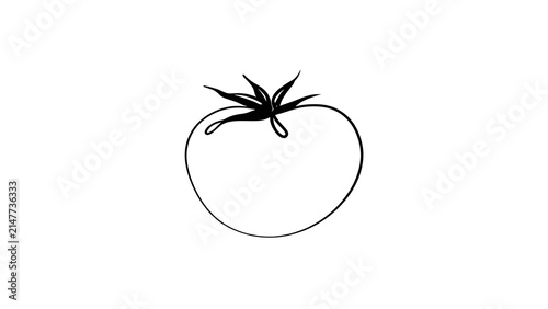 Simple tomato illustration on white background.