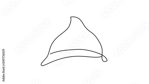 Simple witch hat outline drawing white background.