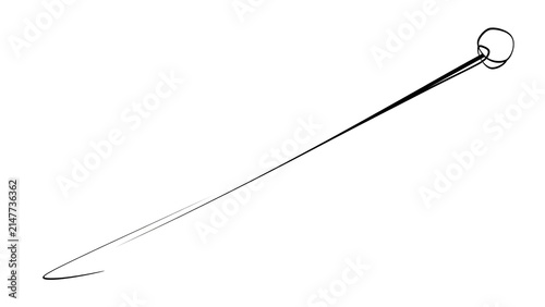 Skewer with metal ring on white background.