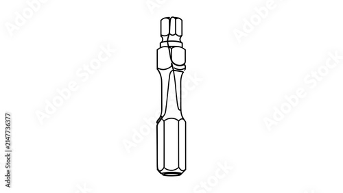 Technical drawing of a bolt on white background.