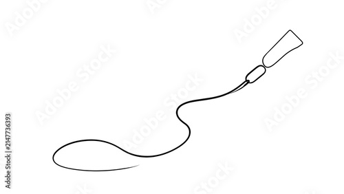 white background simple black line drawing of a paintbrush.