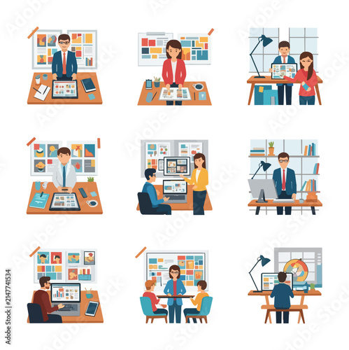 Teamwork collaboration and planning in office setting