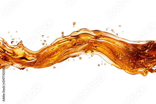 Dynamic wave of brown liquid splash with beverage, abstract, movement isolated on transparent background