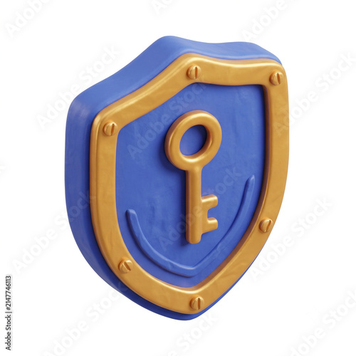 Abstract shield security icon with key symbol