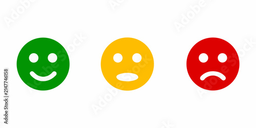 Quadro su tela Feedback Emotion Icons Three Simple Face Icons On White Background