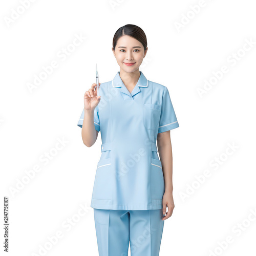 Professional medical scrubs in light blue uniform