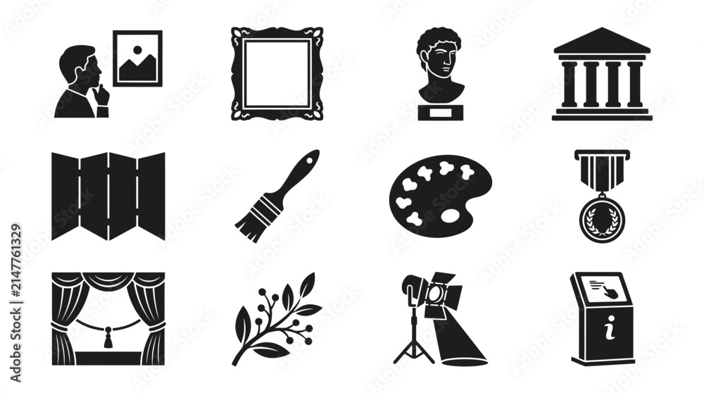 Fototapeta premium Set of museum and art gallery icons.