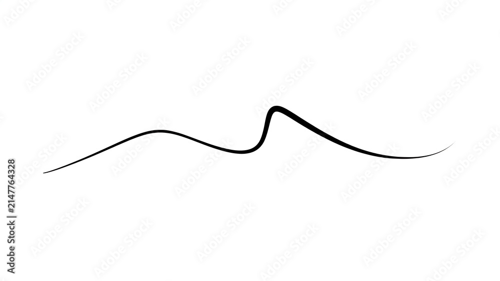 Obraz premium Elegant black squiggle line on white background.