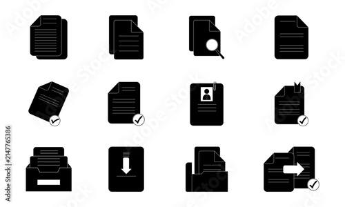 DOCUMENT MANAGEMENT AND DIGITAL FILE WORKFLOW ICON SET VECTOR