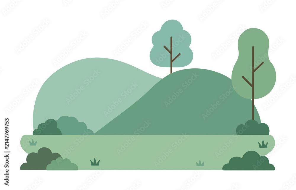 Obraz premium green nature landscape hill tree