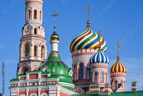 Принти на полотні Colorful carved domes of the Ascension Cathedral in Tambov, Tambov region of Rus