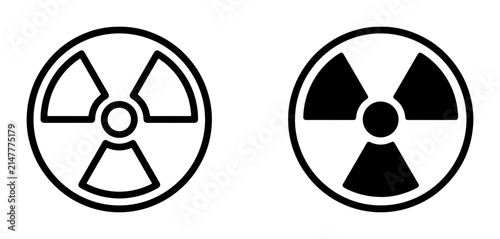 Quadro su tela Radiation Symbol Icons, Radioactive Hazard Warning Signs, Nuclear Danger Alerts,